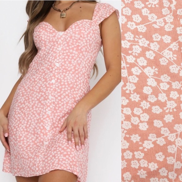 White Fox Boutique Dresses & Skirts - White Fox Boutique Fall Flowers Button Front Mini Dress Blush Pink Ditsy Floral